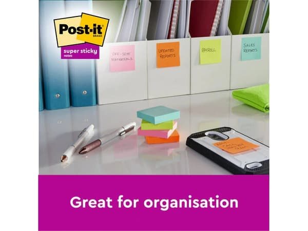 Post-It Super Sticky Notes Boost, 76 x 127 mm, pakke a 5 stk. med 90 ark