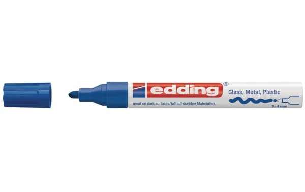 Edding 750, Blå, Fin tupp, Blå, Hvit, Plast, Kraftig, 2 mm