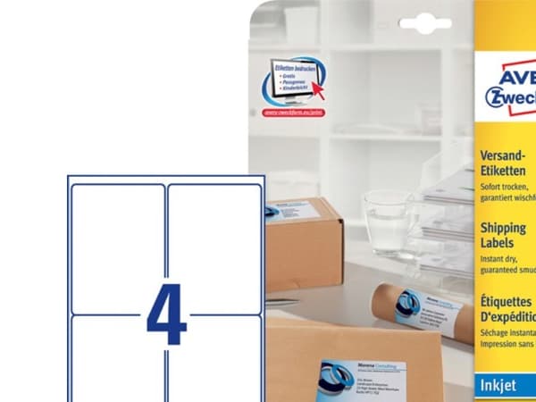 Avery - Hvit - 99.1 x 139 mm 100 etikett(er) (25 ark x 4) adresselapper