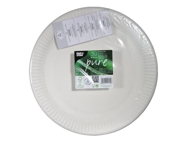 Papstar 11740, Tallrik, Rund, Kartong, Vit, Monokromatiskt, 50 styck