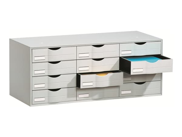 Paperflow - Skuffskap - 12 skuffer - for A4, 240 x 320 mm - grå
