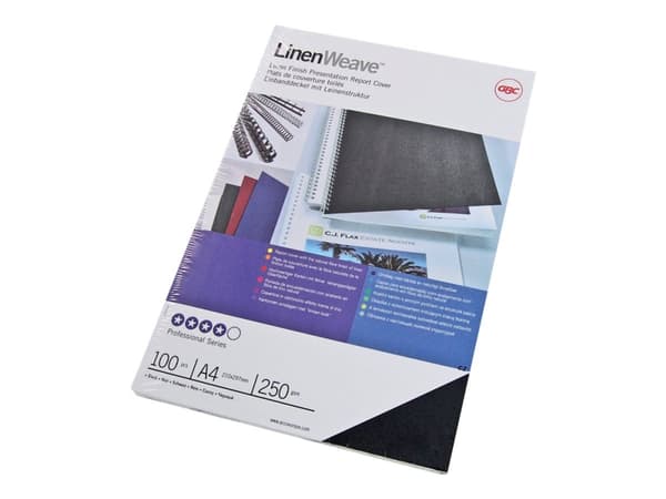 GBC LinenWeave, A4, Musta, 100 arkkia, 210 mm, 297 mm, 33 mm