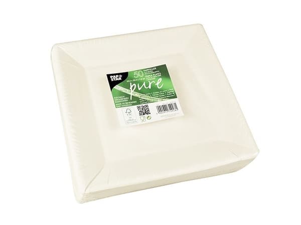 Papstar 86615, Tallrik, Torg, Kartong, Vit, Monokromatiskt, 50 styck