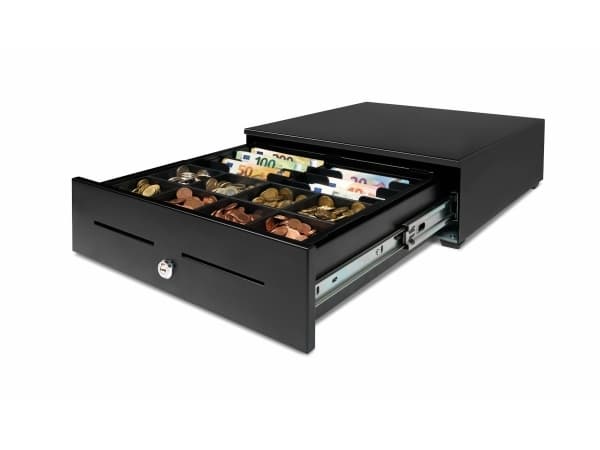Safescan kontantskuff inHD-4142 Heavy Duty i svart 8 myntrom 8 seddelrom innlegg