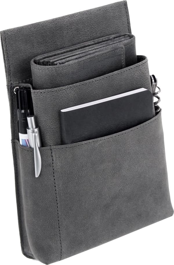 Tjenerpung Alassio hunter læder grå 18 - 5x9 - 5 cm