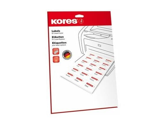 Kores L10574.25, Hvit, Rektangel, Permanent, A4, Universell, Laser/Blekkskriver