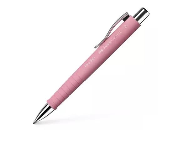 Faber-Castell Kugelschreiber Poly Ball XB1, Rose, Blå, infällbar kulspetspenna med clip-on, extra fet, 1 st
