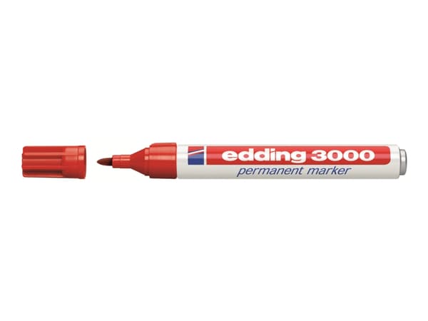 edding 3000 - Markering - permanent - för glas, metall, plast - röd - 1.5-3 mm