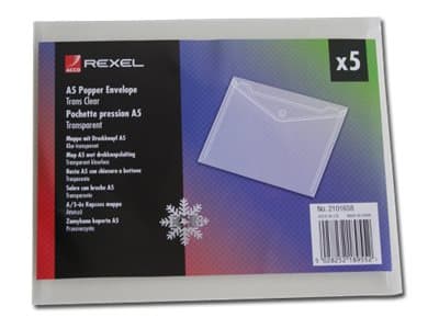 Rexel ICE dokumentasjonsveske A5 Klar (5) - A5 - Gjennomsiktig - 1 mm - 120 mm - 180 mm - 5 stykke(r) (2101658)