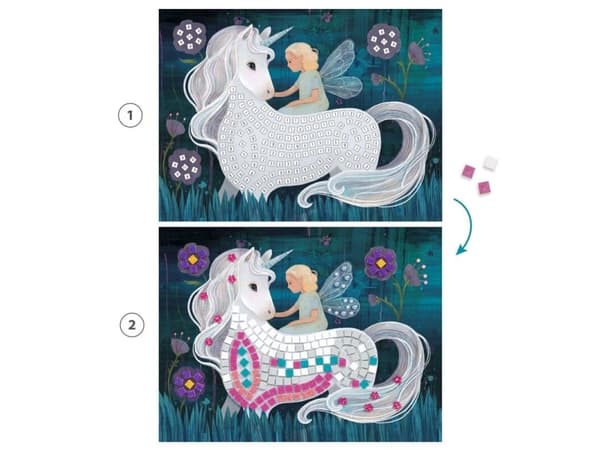 DJECO The Enchanted World Mosaic Kit, Children''s diamond painting kit, 6 År, Multifärg