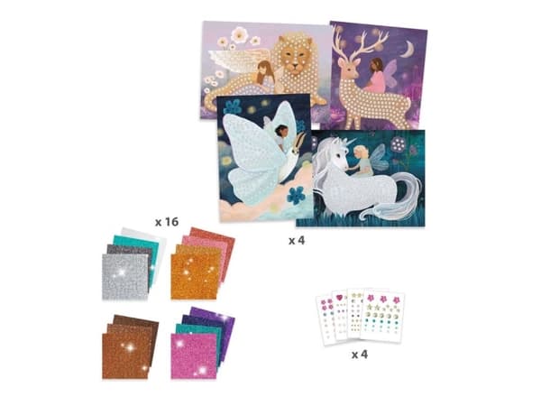 DJECO The Enchanted World Mosaic Kit, Children''s diamond painting kit, 6 År, Multifärg