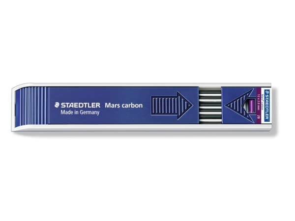 Staedtler Mars Carbon, 2B, Svart, 2 mm, 13 cm, All common lead holders 2 mm, e.g. Mars 780 C, Boks