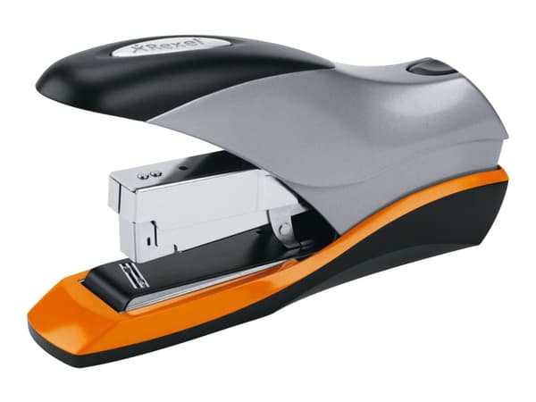 Rexel Optima 70 - Stiftemaskin - robust - 70 ark - 24/6, No.16 - plast, metall - sølv/svart/oransje