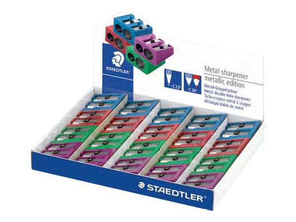 STAEDTLER 510 20 - Blyantspisser - 2 hull - assorterte metalliske farger - metall (en pakke 20)