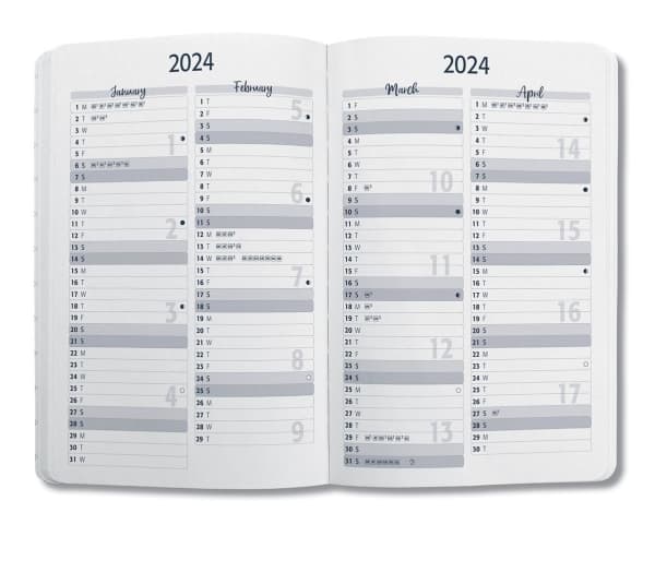 Sigel Jolie J4400, Veckovis möteskalender, Inbunden, 174 sidor, Blå, A6, Trådbindning