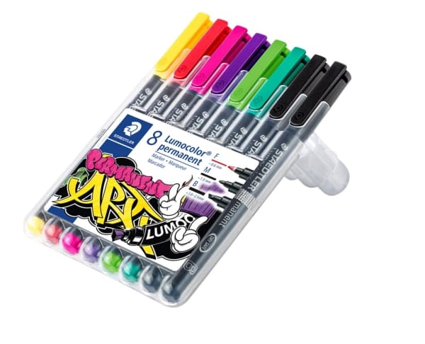 Staedtler Lumocolor 31-S WP8, Sort, Grønn, Lysegrønn, Rosa, Rød, Fiolett, Gult, Assortert, Flerfarget, Multi, 0,6 mm, 2,5 mm