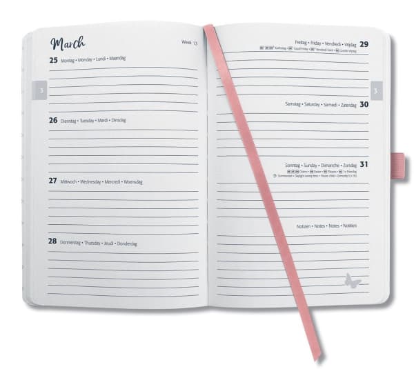 Sigel Jolie J4404, Ukentlig avtalebok, Innbundet (hardcover), 174 sider, Rosa, A6, Stoff