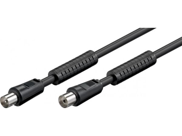 Wentronic Goobay antennetilkoblingskabel, 100 % skjermet, ferritt, svart, 5 m - IEC/koaksialplugg <=> IEC/koaksialkontakt (50730)