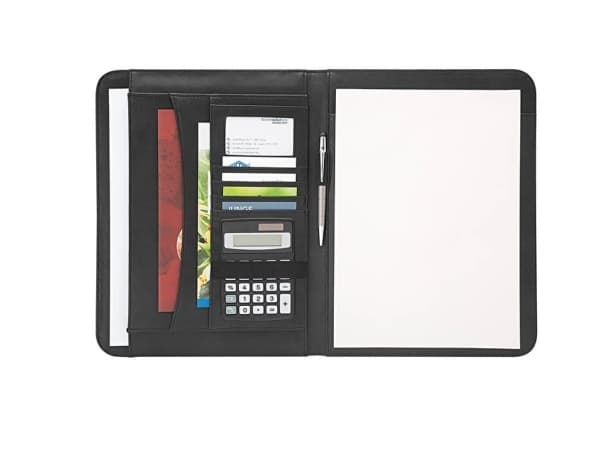 Wedo 58 6401, Lær, Sort, A4, 3 lommer, Visittkort, Papir, 250 mm