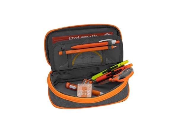 Wedo Neon Stretch, Mykt penal, Polyester, Grå, Oransje, Monokromatisk, Glidelås, Barn