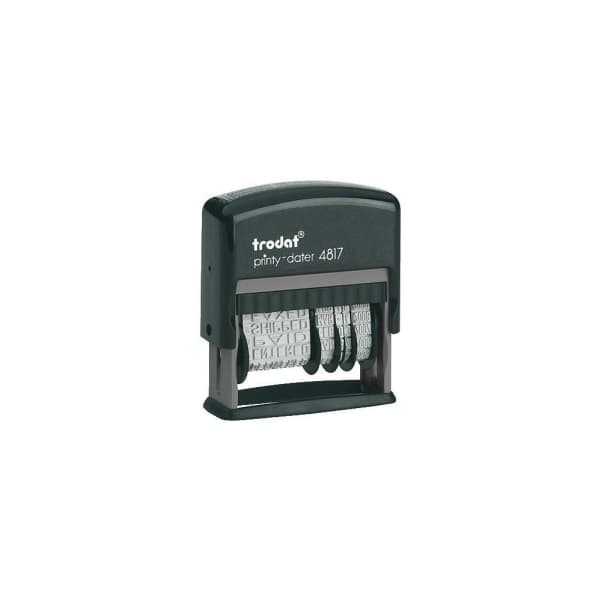 Trodat Printy 4817 - Stämpel - självinfärgning - svart - lagertext, datum - 3.8 mm - 50 mm bredd