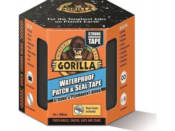 Gorilla Sports Gorilla Patch & Seal - 100mm - Sort - Waterproof - 3 m.