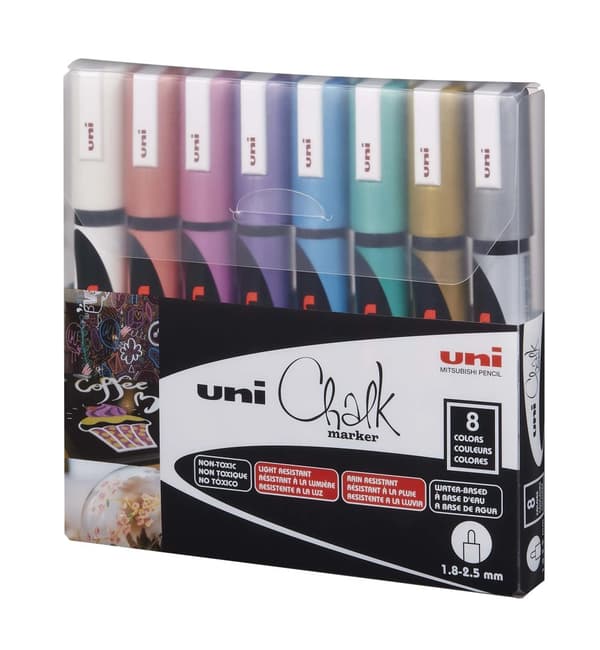 Uni-Ball ChalkGlass PWE-5M, Multifärg, Mejsel, 8 styck