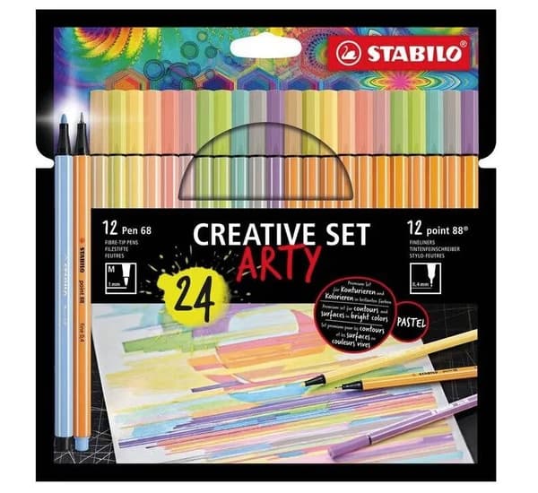 STABILO Creative Set ARTY, Blandade färger, Multifärg, Hexagonal, Fiber, 1 mm, Tyskland