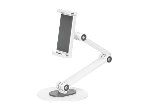 DELTACO Office ARM-0560 - Ställ - justerbar arm - för mobiltelefon/surfplatta - universal, tabletop - skärmstorlek: 4.7"-12.9" - skrivbord Vit