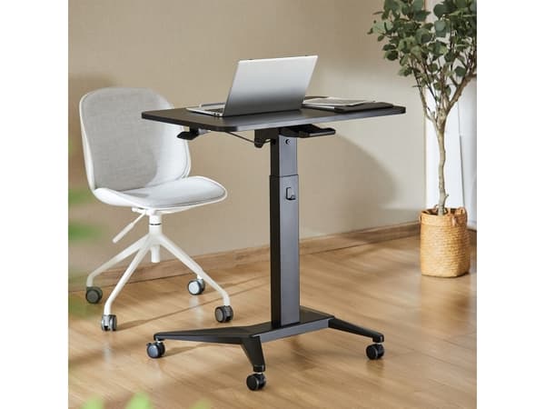 Maclean MC-453 B Mobile Laptop Desk with Pneumatic Height Adjustment, Laptop Table with Wheels, 80 x 52 cm, Max. 8 kg, Height Adjustable Max. 109 cm