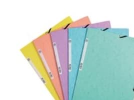 Exacompta 55560E, traditionell dokumentmapp, A4, tryckkartong, olika färger, blå, korall, grön, mauve, gul, 250 ark, 400 g/m²