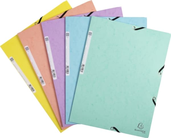 Exacompta 55560E, traditionell dokumentmapp, A4, tryckkartong, olika färger, blå, korall, grön, mauve, gul, 250 ark, 400 g/m²