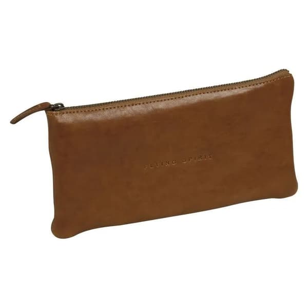 Flying Spirit Pennfodral i läder Flat Cognac 22x11cm