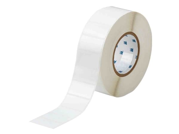 Brady THT-17-483-3, Hvit, Selvklebende skriveretikett, Polyester, Trermisk overføring, Gummi, Permanent