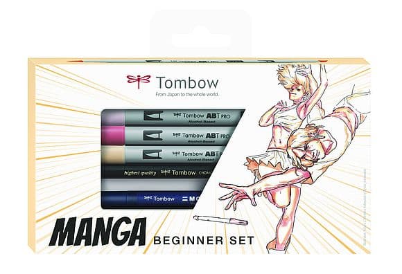 Tombow MANGA-SET-BEG, Färgpenna, Grafitpenna, Filtpenna, Beige, Blå, lila, Rosa, Manga, 7 styck, 1 styck