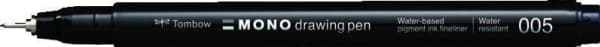 Tombow WS-EFL-H-005, Svart, Fin, Svart, Rund, 0,2 mm, 1 styck