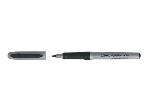 BIC Marking - Markør - permanent - for CD/DVD - svart - alkoholbasert blekk - 0.7 mm - fin - 1.5 g (en pakke 12)