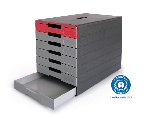 Durable IDEALBOX PRO 7, Plast, Grå, Rød, A4, A4, 7 skuffer, 250 mm