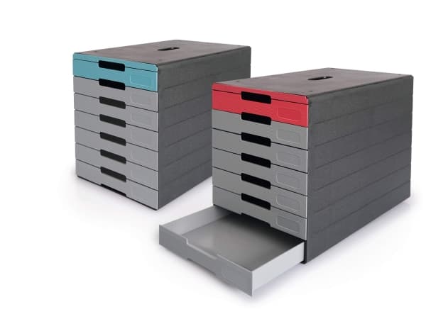 Durable IDEALBOX PRO 7, Plast, Grå, Rød, A4, A4, 7 skuffer, 250 mm