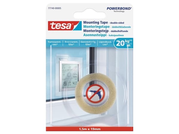 Tesa Tape Double-Side 1.5Mx19mm Trans For Win