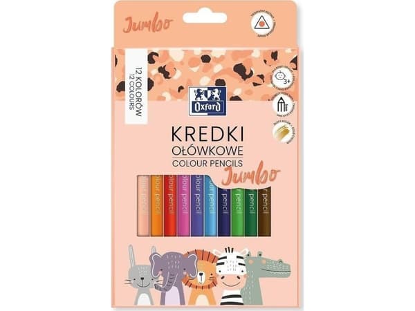 Barn Jumbo-pennkritor 12 färger EDUKAMP