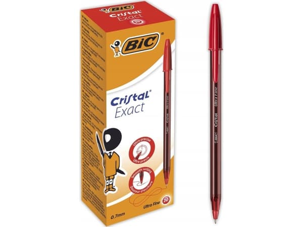 BIC Cristal Exact, Klämma, Kulspetspenna, pinnformad, Röd, 20 styck, Ultrafin