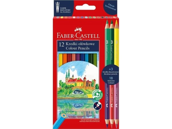 Teka Wawel blyanter 12 farger + 3 FABER CASTELL