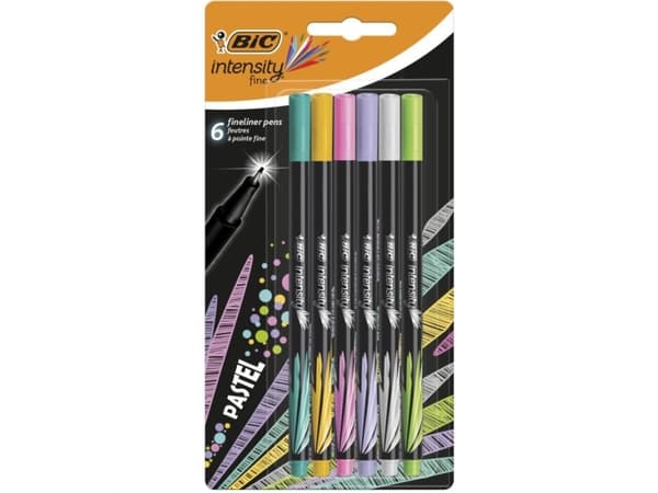 BIC 950445, Fint, 6 farger, Svart, Lysegrønn, Lilac, Rosa, Fiolett, Gult, Projektil spiss, 0,8 mm, 0,4 mm