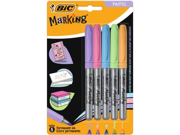 BIC 942865, Blå, Grön, Rosa, Lila, Gul, Rundad spets, Multifärg, Medium, 1,8 mm, 0,8 mm