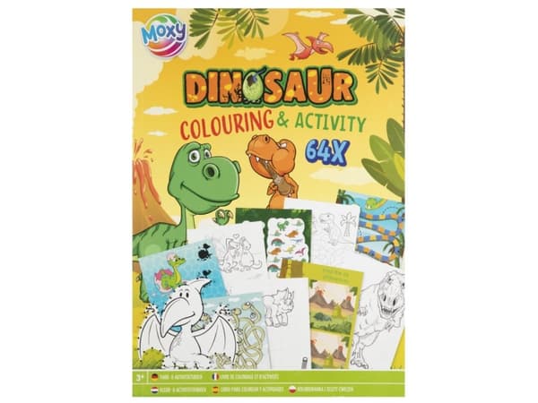 Målarbok och aktivitetsbok - Dinosaurie, A4, 64 sidor