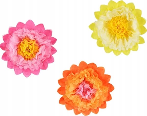 Papir blomster, 3 stk
