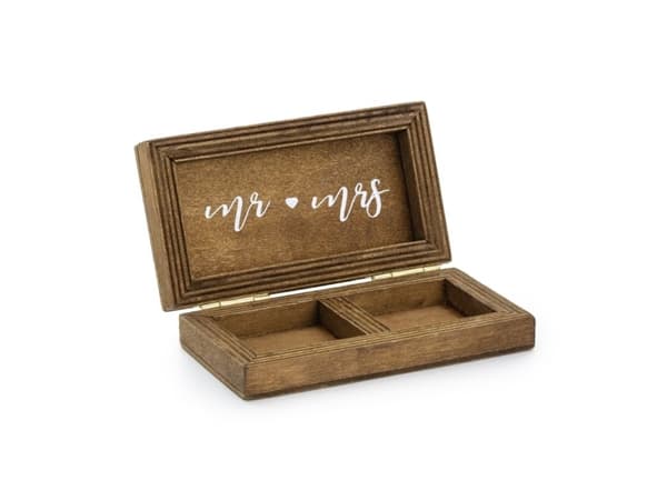 PartyDeco Ring Box Hochzeit, Puu, Yksivärinen, Puu, Pöydän pinta, 100 mm, 55 mm