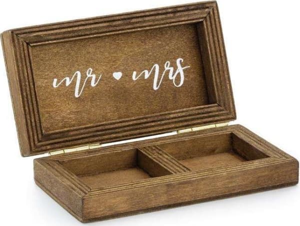 PartyDeco Ring Box Hochzeit, Puu, Yksivärinen, Puu, Pöydän pinta, 100 mm, 55 mm