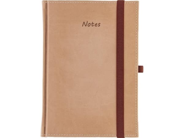 A5 Vivella firkantet notatbok med strikk, beige